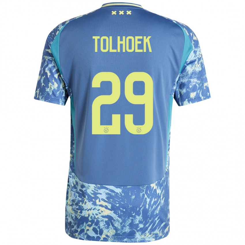 Kinder Danique Tolhoek #29 Grau Blau Gelb Auswärtstrikot Trikot 2024/25 T-Shirt Österreich