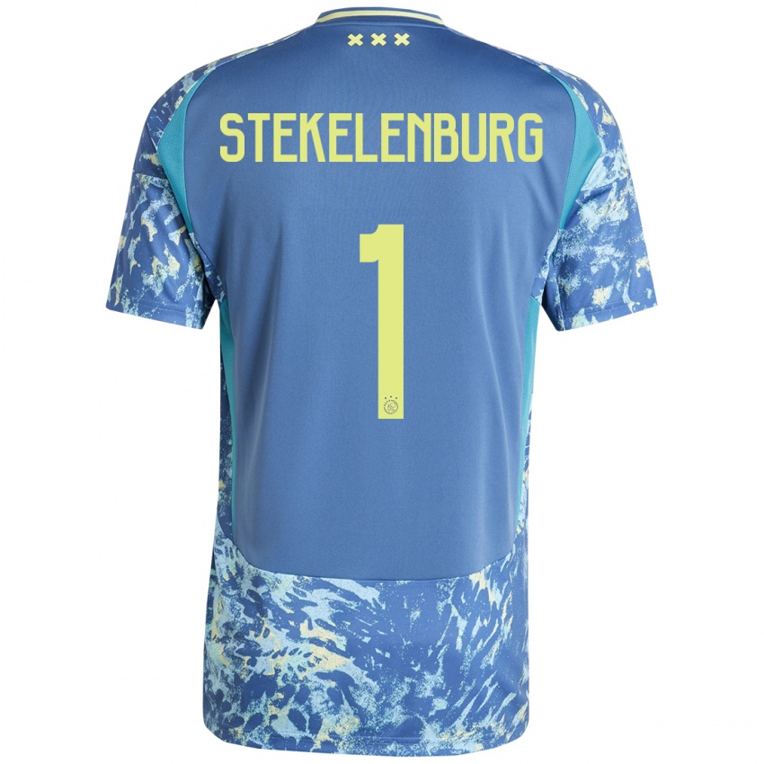 Kinder Maarten Stekelenburg #1 Grau Blau Gelb Auswärtstrikot Trikot 2024/25 T-Shirt Österreich