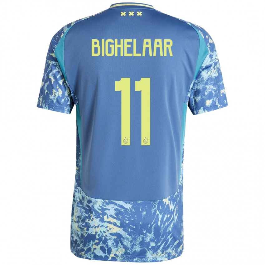 Kinder Marjolijn Van Den Bighelaar #11 Grau Blau Gelb Auswärtstrikot Trikot 2024/25 T-Shirt Österreich