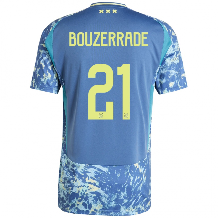 Kinder Zaina Bouzerrade #21 Grau Blau Gelb Auswärtstrikot Trikot 2024/25 T-Shirt Österreich