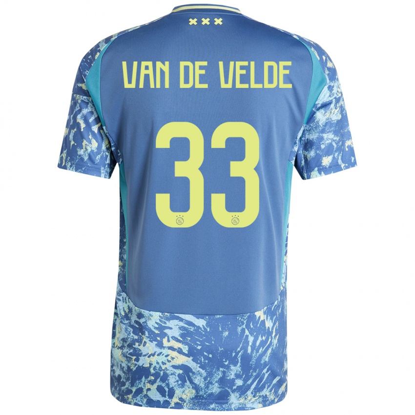 Kinder Jonna Van De Velde #33 Grau Blau Gelb Auswärtstrikot Trikot 2024/25 T-Shirt Österreich