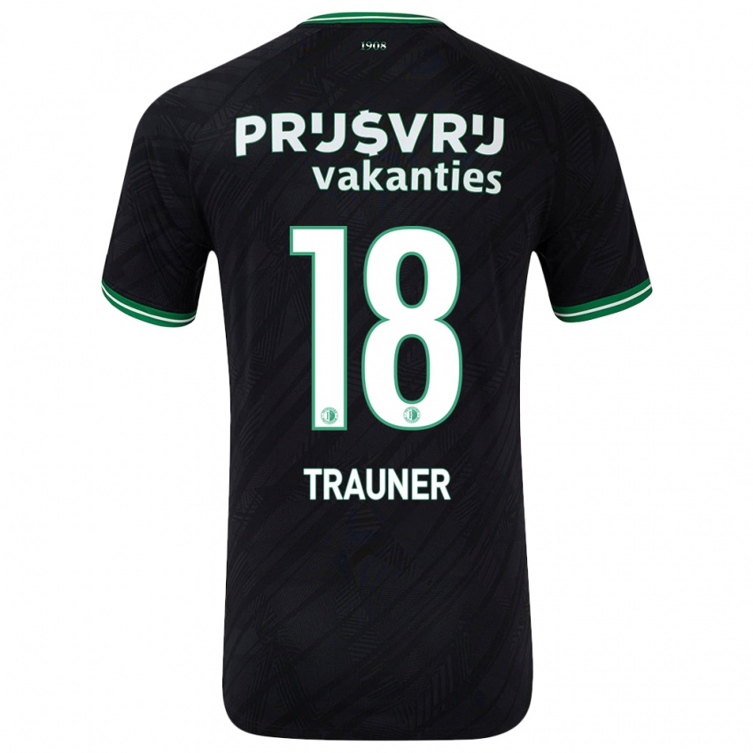 Kinder Gernot Trauner #18 Schwarz Grün Auswärtstrikot Trikot 2024/25 T-Shirt Österreich