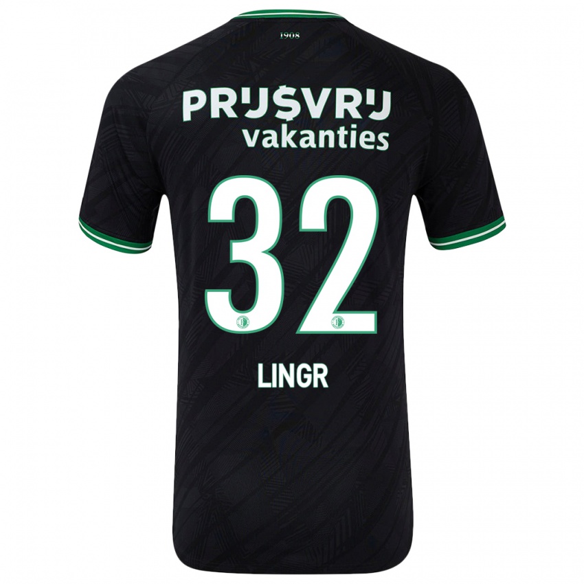 Kinder Ondrej Lingr #32 Schwarz Grün Auswärtstrikot Trikot 2024/25 T-Shirt Österreich