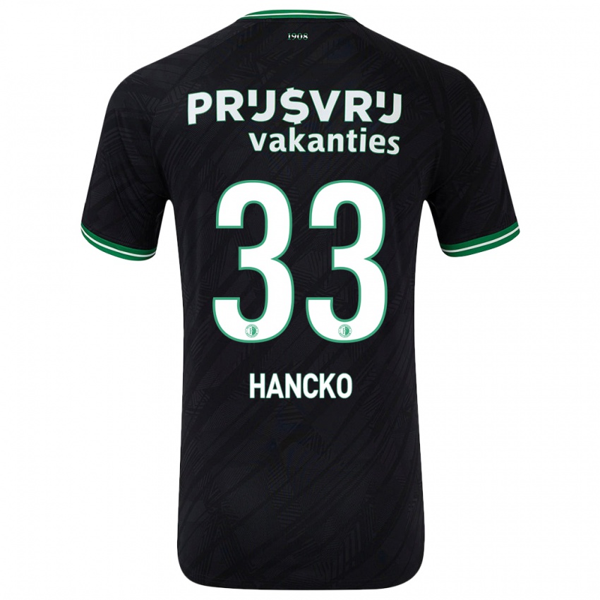 Kinder David Hancko #33 Schwarz Grün Auswärtstrikot Trikot 2024/25 T-Shirt Österreich