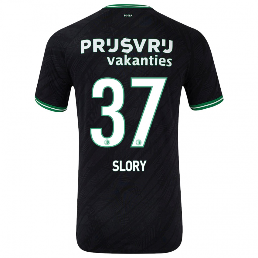 Kinder Jaden Slory #37 Schwarz Grün Auswärtstrikot Trikot 2024/25 T-Shirt Österreich