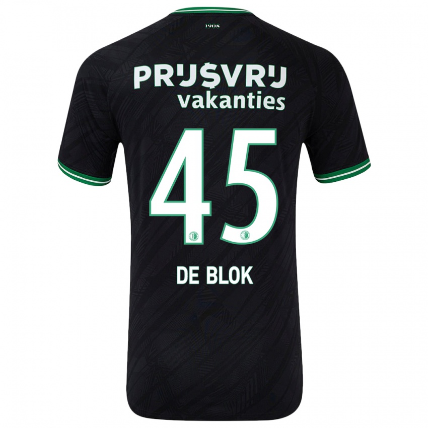 Kinder Lars De Blok #45 Schwarz Grün Auswärtstrikot Trikot 2024/25 T-Shirt Österreich