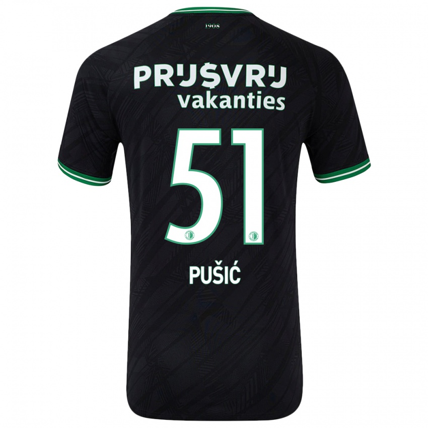 Kinder Noah Pušić #51 Schwarz Grün Auswärtstrikot Trikot 2024/25 T-Shirt Österreich