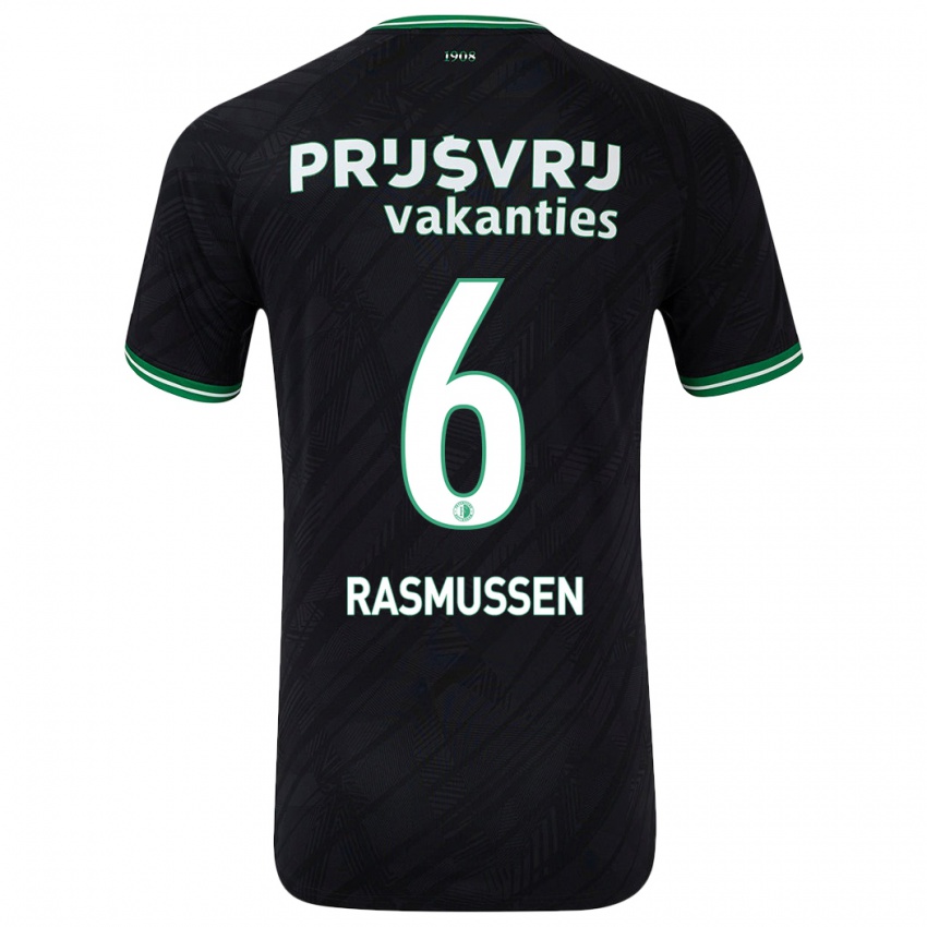 Kinder Jacob Rasmussen #6 Schwarz Grün Auswärtstrikot Trikot 2024/25 T-Shirt Österreich