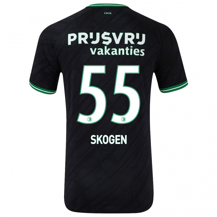 Kinder Sondre Skogen #55 Schwarz Grün Auswärtstrikot Trikot 2024/25 T-Shirt Österreich