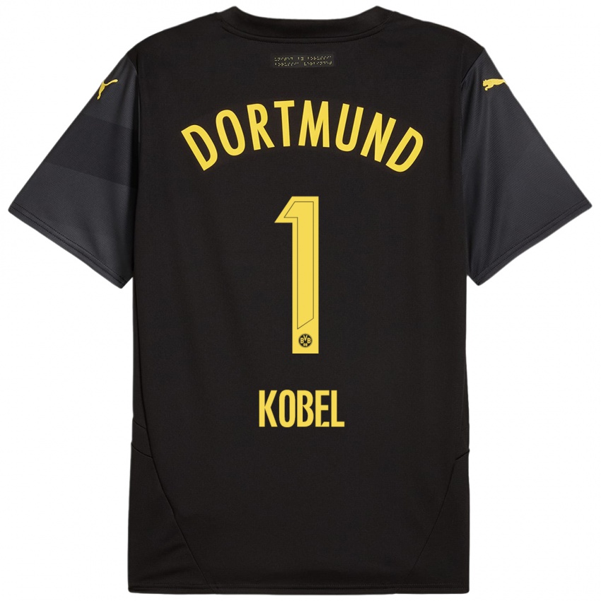 Kinder Gregor Kobel #1 Schwarz Gelb Auswärtstrikot Trikot 2024/25 T-Shirt Österreich