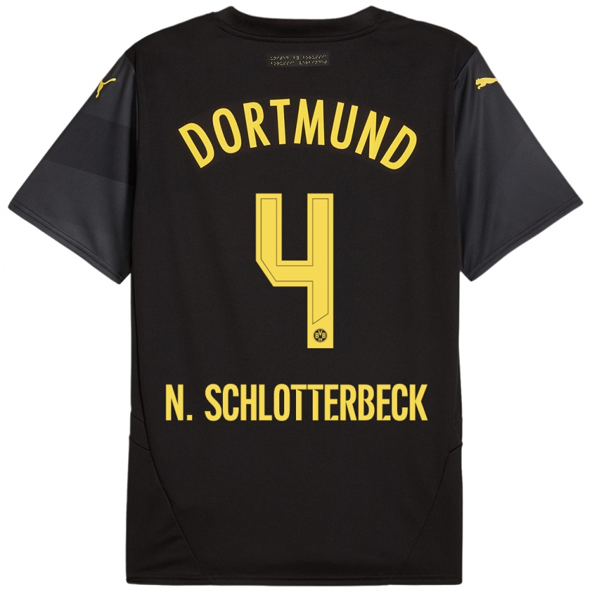 Kinder Nico Schlotterbeck #4 Schwarz Gelb Auswärtstrikot Trikot 2024/25 T-Shirt Österreich