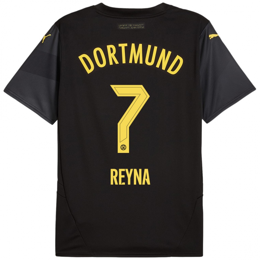 Kinder Giovanni Reyna #7 Schwarz Gelb Auswärtstrikot Trikot 2024/25 T-Shirt Österreich