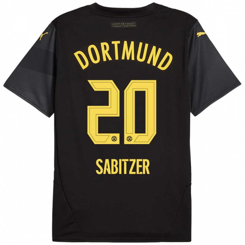 Kinder Marcel Sabitzer #20 Schwarz Gelb Auswärtstrikot Trikot 2024/25 T-Shirt Österreich