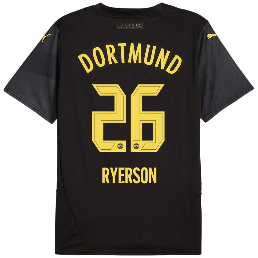 Kinder Julian Ryerson #26 Schwarz Gelb Auswärtstrikot Trikot 2024/25 T-Shirt Österreich