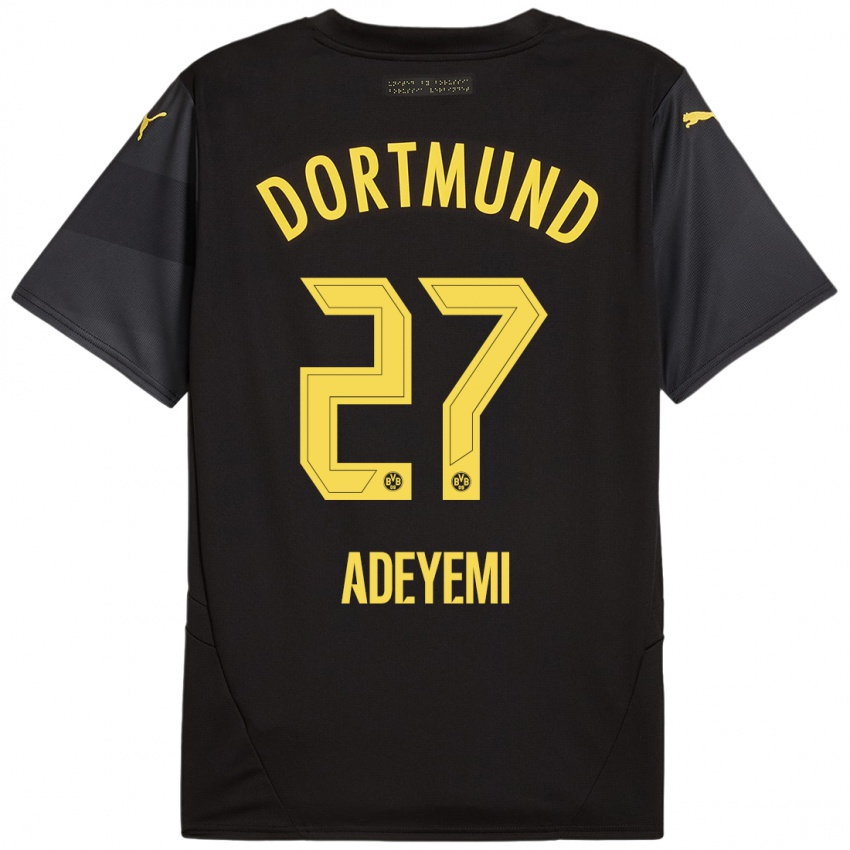 Kinder Karim Adeyemi #27 Schwarz Gelb Auswärtstrikot Trikot 2024/25 T-Shirt Österreich