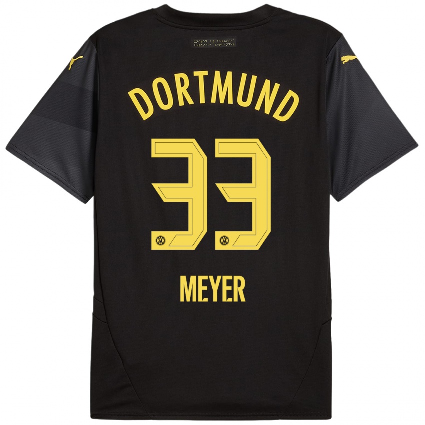 Kinder Alexander Meyer #33 Schwarz Gelb Auswärtstrikot Trikot 2024/25 T-Shirt Österreich