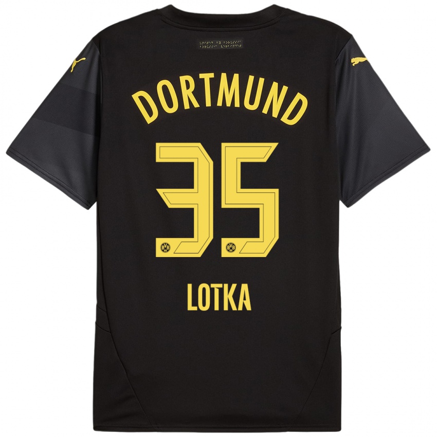 Kinder Marcel Lotka #35 Schwarz Gelb Auswärtstrikot Trikot 2024/25 T-Shirt Österreich