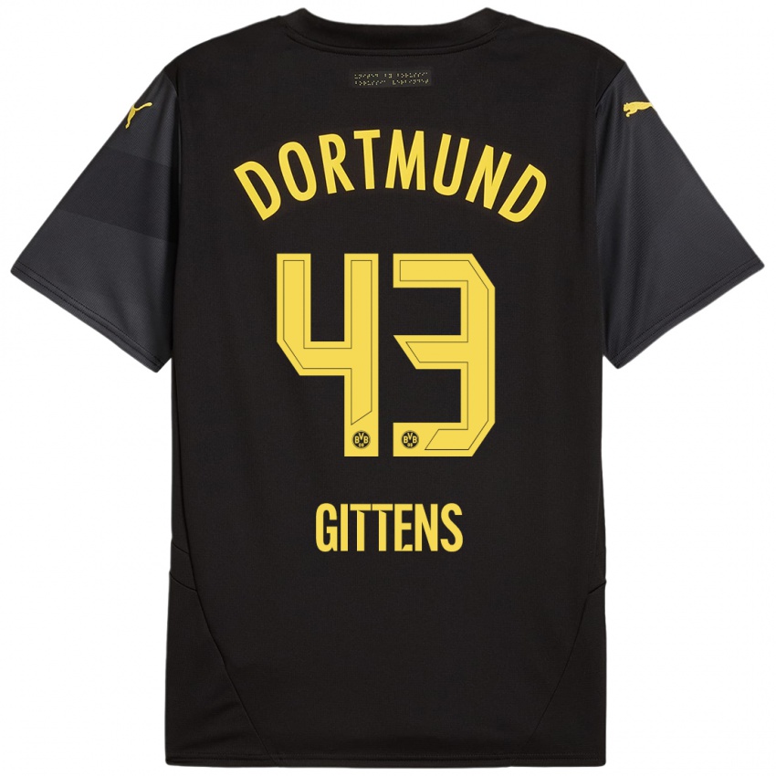 Kinder Jamie Bynoe-Gittens #43 Schwarz Gelb Auswärtstrikot Trikot 2024/25 T-Shirt Österreich