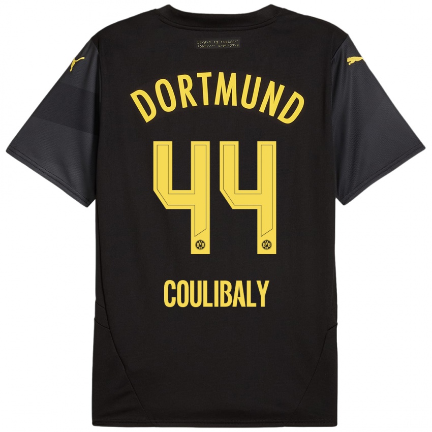 Kinder Soumaila Coulibaly #44 Schwarz Gelb Auswärtstrikot Trikot 2024/25 T-Shirt Österreich