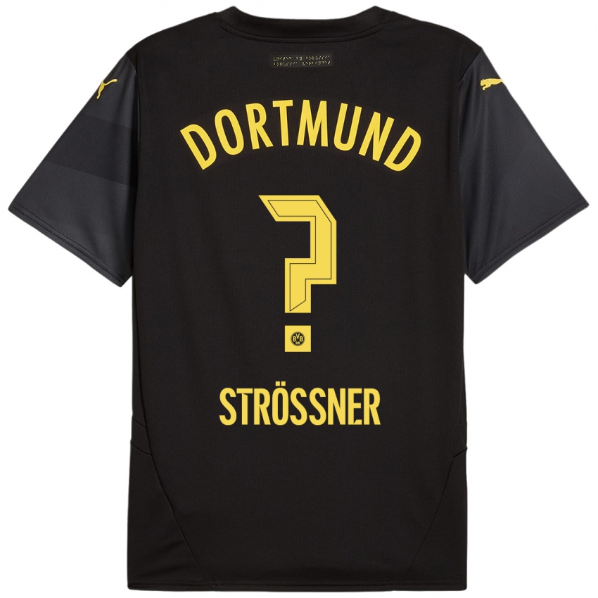 Kinder Lenni Strößner #0 Schwarz Gelb Auswärtstrikot Trikot 2024/25 T-Shirt Österreich