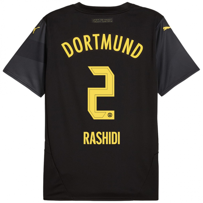 Kinder William Rashidi #2 Schwarz Gelb Auswärtstrikot Trikot 2024/25 T-Shirt Österreich