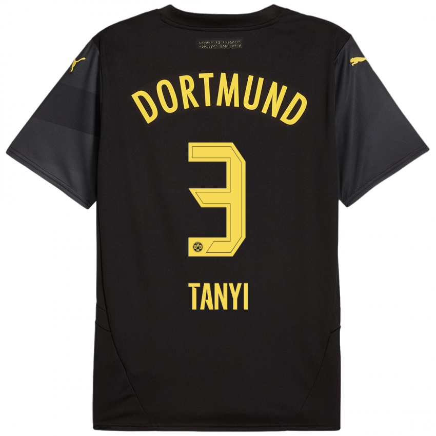 Kinder Paul Tanyi #3 Schwarz Gelb Auswärtstrikot Trikot 2024/25 T-Shirt Österreich