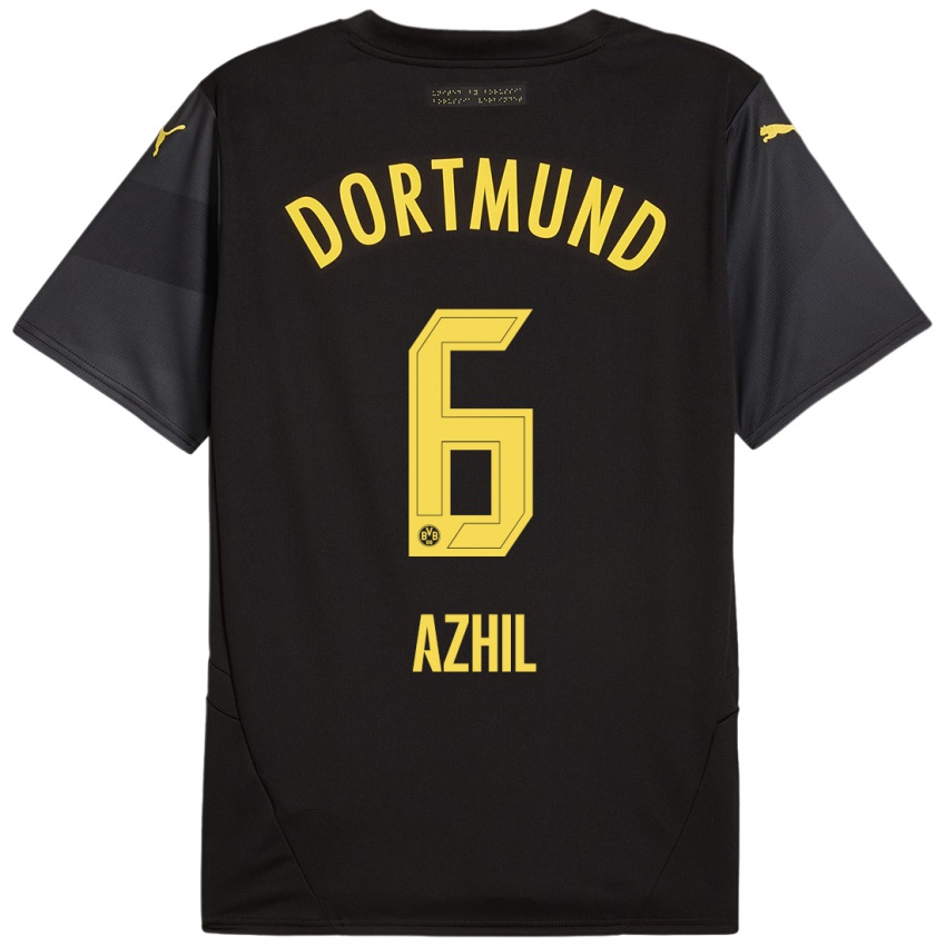 Kinder Ayman Azhil #6 Schwarz Gelb Auswärtstrikot Trikot 2024/25 T-Shirt Österreich