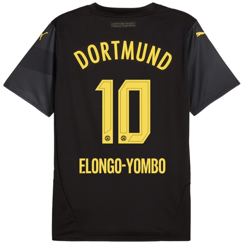 Kinder Rodney Elongo-Yombo #10 Schwarz Gelb Auswärtstrikot Trikot 2024/25 T-Shirt Österreich