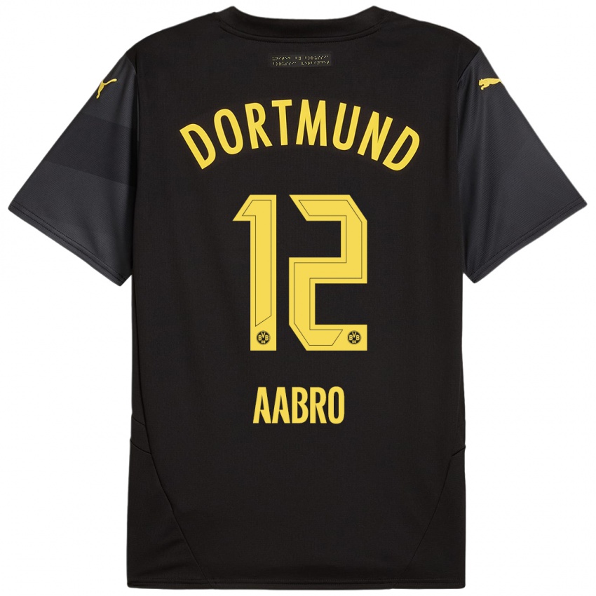 Kinder Gustav Aabro #12 Schwarz Gelb Auswärtstrikot Trikot 2024/25 T-Shirt Österreich