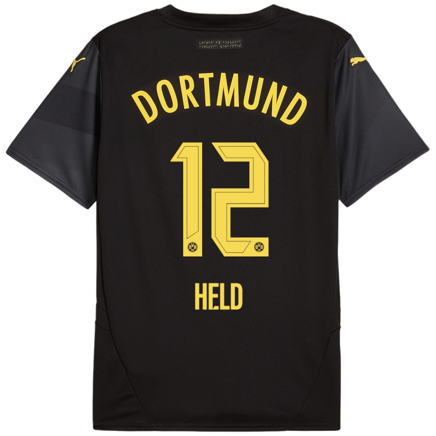 Kinder Aaron Held #12 Schwarz Gelb Auswärtstrikot Trikot 2024/25 T-Shirt Österreich