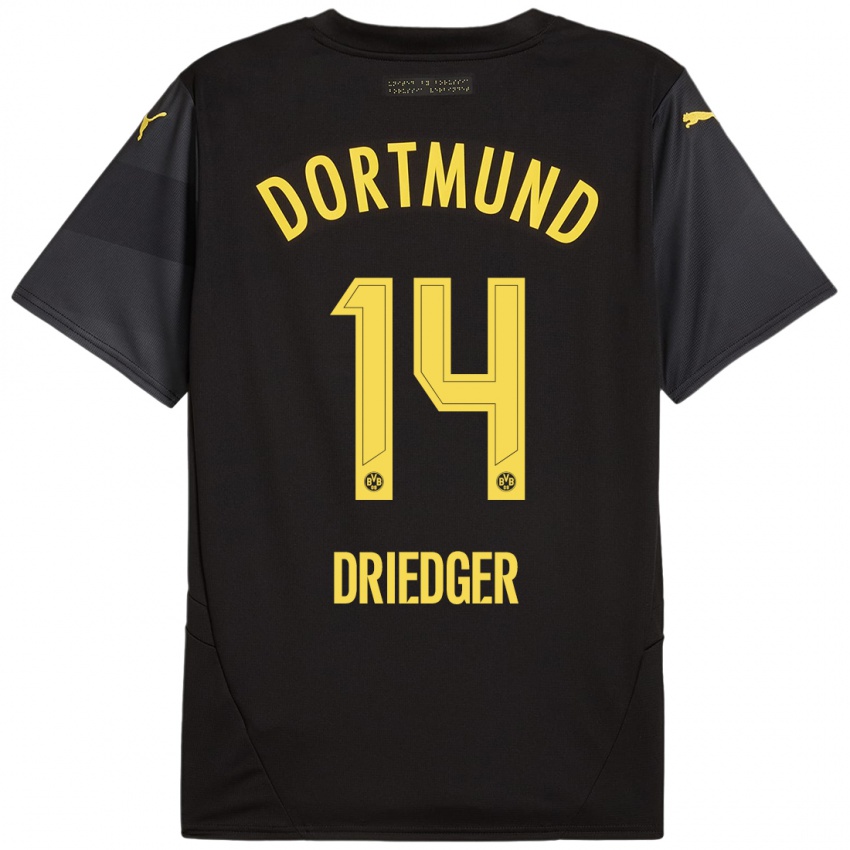 Kinder Julian Driedger #14 Schwarz Gelb Auswärtstrikot Trikot 2024/25 T-Shirt Österreich