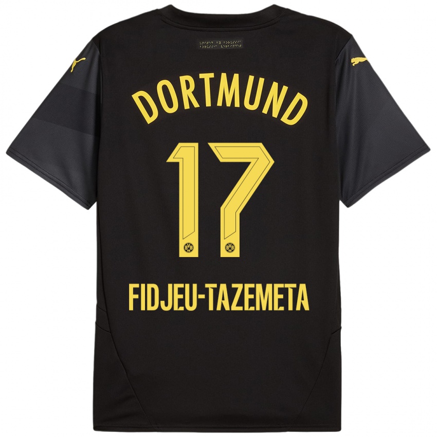 Kinder Thierry Fidjeu-Tazemeta #17 Schwarz Gelb Auswärtstrikot Trikot 2024/25 T-Shirt Österreich