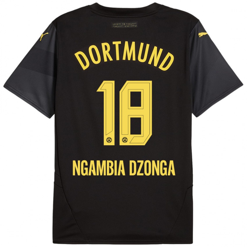 Kinder Diego Ngambia Dzonga #18 Schwarz Gelb Auswärtstrikot Trikot 2024/25 T-Shirt Österreich