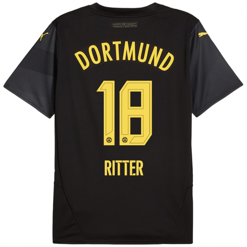 Kinder Roméo Ritter #18 Schwarz Gelb Auswärtstrikot Trikot 2024/25 T-Shirt Österreich