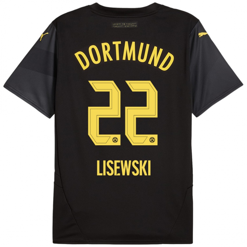 Kinder Robin Lisewski #22 Schwarz Gelb Auswärtstrikot Trikot 2024/25 T-Shirt Österreich