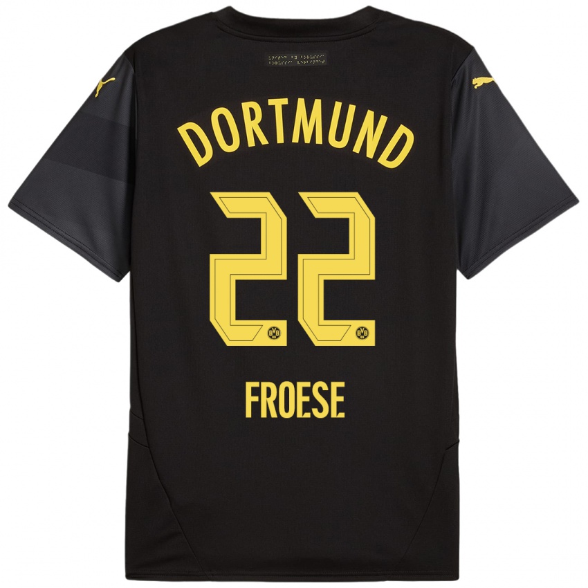 Kinder Julien Froese #22 Schwarz Gelb Auswärtstrikot Trikot 2024/25 T-Shirt Österreich