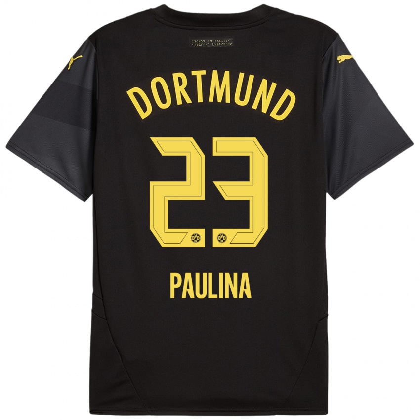 Kinder Jordi Paulina #23 Schwarz Gelb Auswärtstrikot Trikot 2024/25 T-Shirt Österreich