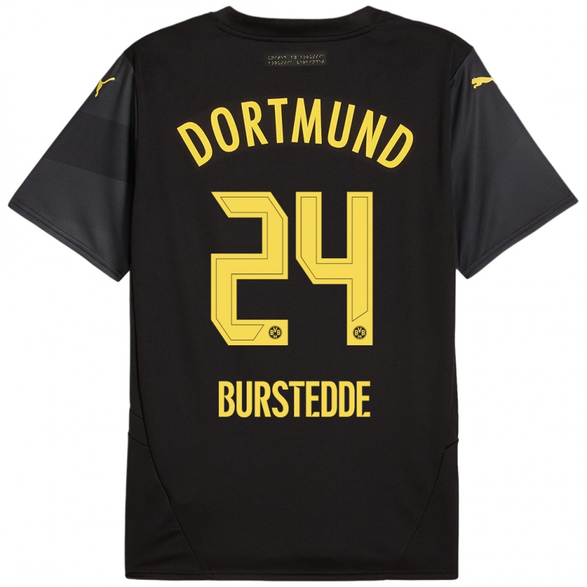 Kinder Joshua Burstedde #24 Schwarz Gelb Auswärtstrikot Trikot 2024/25 T-Shirt Österreich