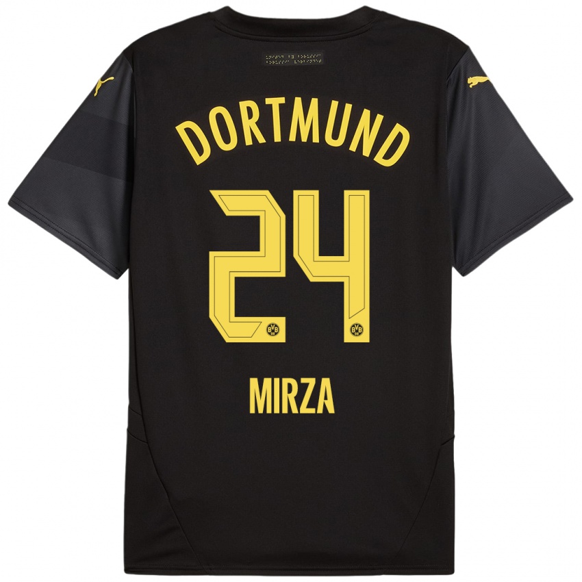 Kinder Marwan-Omir Mirza #24 Schwarz Gelb Auswärtstrikot Trikot 2024/25 T-Shirt Österreich