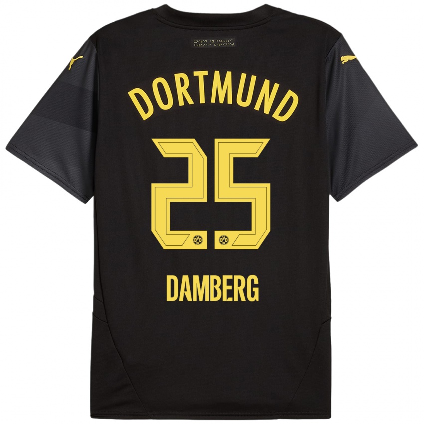 Kinder Niclas Damberg #25 Schwarz Gelb Auswärtstrikot Trikot 2024/25 T-Shirt Österreich