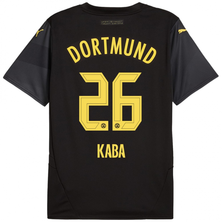 Kinder Mussa Kaba #26 Schwarz Gelb Auswärtstrikot Trikot 2024/25 T-Shirt Österreich