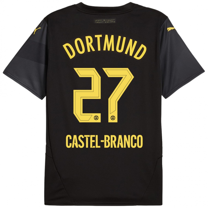 Kinder Diego Castel-Branco #27 Schwarz Gelb Auswärtstrikot Trikot 2024/25 T-Shirt Österreich