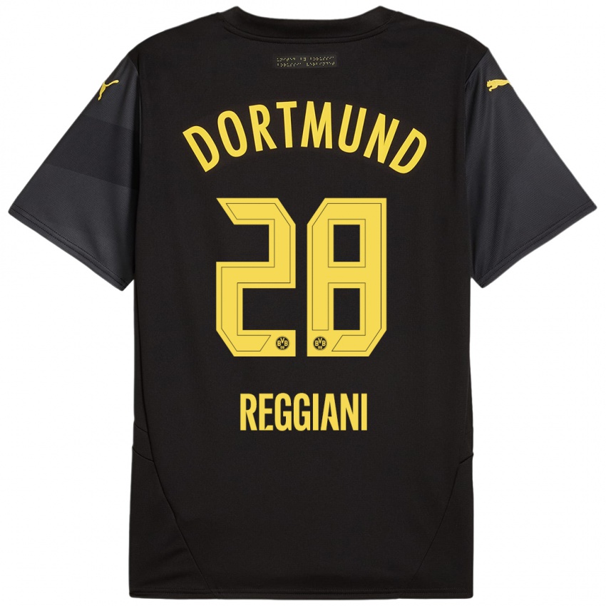 Kinder Luca Reggiani #28 Schwarz Gelb Auswärtstrikot Trikot 2024/25 T-Shirt Österreich