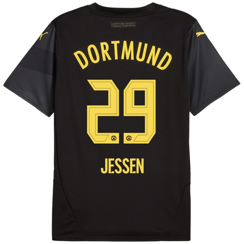 Kinder Niklas Jessen #29 Schwarz Gelb Auswärtstrikot Trikot 2024/25 T-Shirt Österreich