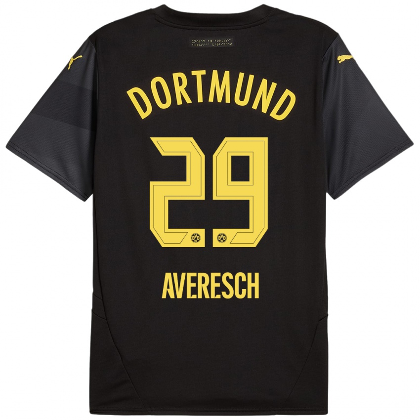 Kinder Noah Averesch #29 Schwarz Gelb Auswärtstrikot Trikot 2024/25 T-Shirt Österreich