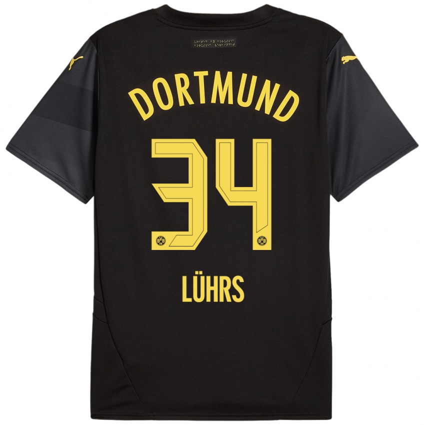 Kinder Yannik Lührs #34 Schwarz Gelb Auswärtstrikot Trikot 2024/25 T-Shirt Österreich