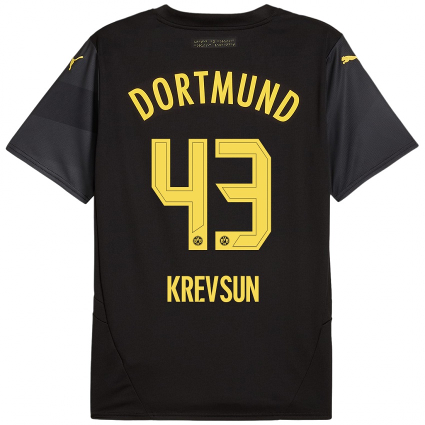 Kinder Danylo Krevsun #43 Schwarz Gelb Auswärtstrikot Trikot 2024/25 T-Shirt Österreich