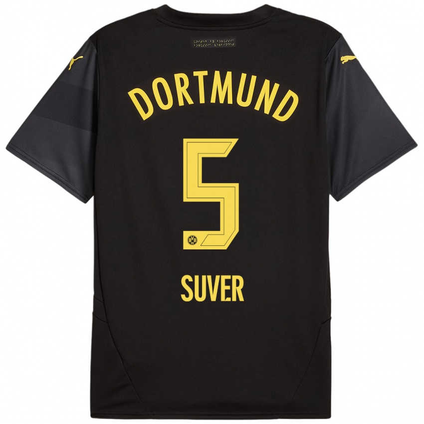 Kinder Mario Suver #5 Schwarz Gelb Auswärtstrikot Trikot 2024/25 T-Shirt Österreich