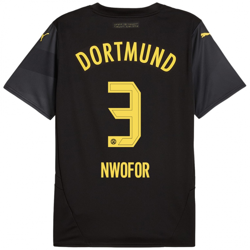 Kinder Jamie Nwofor #3 Schwarz Gelb Auswärtstrikot Trikot 2024/25 T-Shirt Österreich