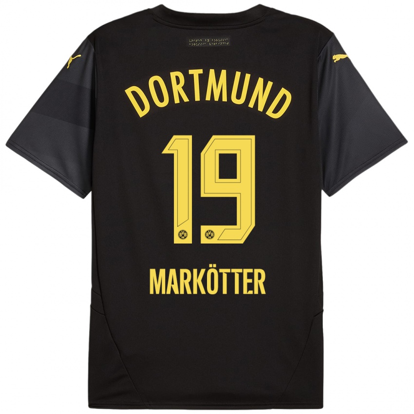 Kinder Jonah Markötter #19 Schwarz Gelb Auswärtstrikot Trikot 2024/25 T-Shirt Österreich